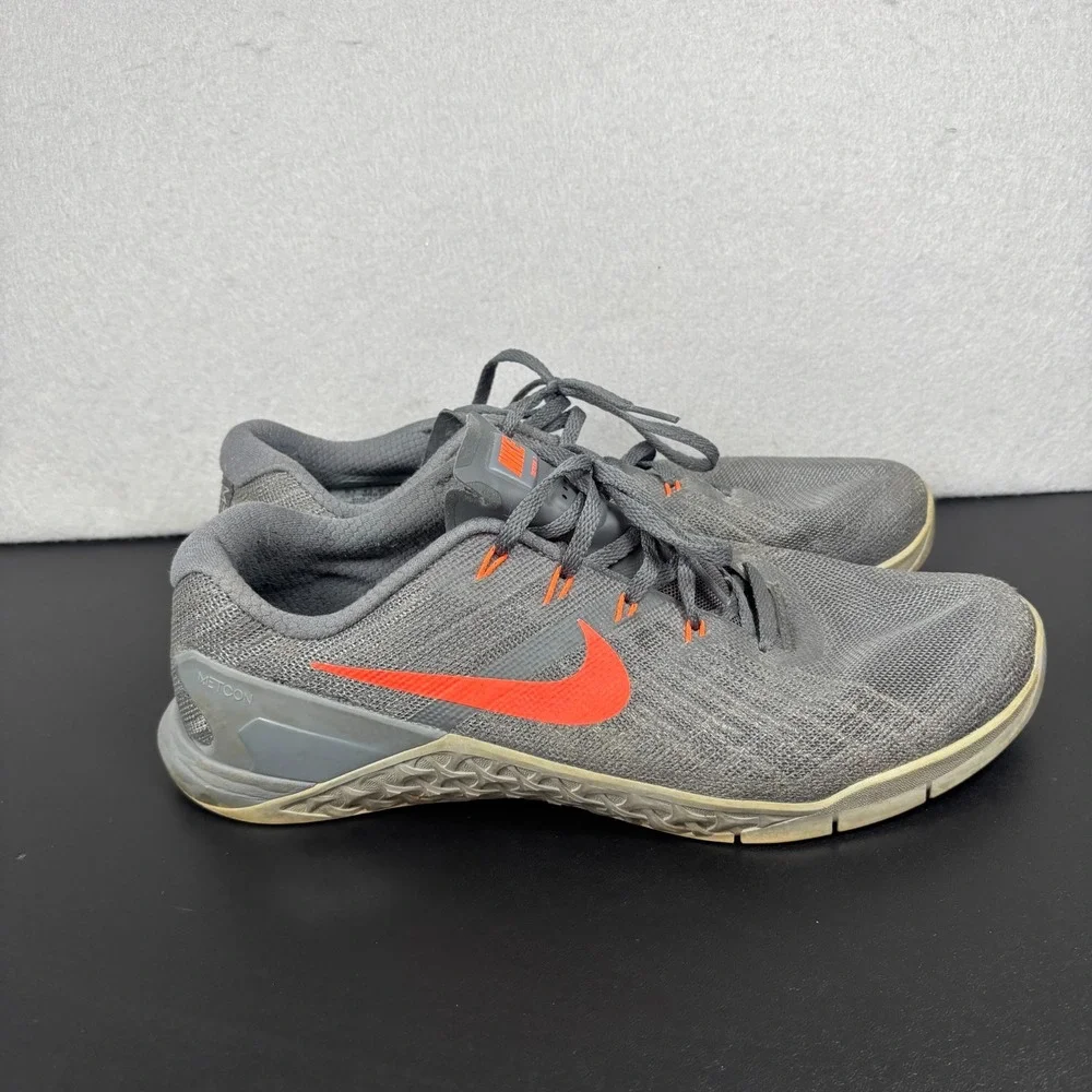 Nike Mens Metcon 3 Training Shoes Gray Orange 852928-007 Mens 10.5 Crossfit